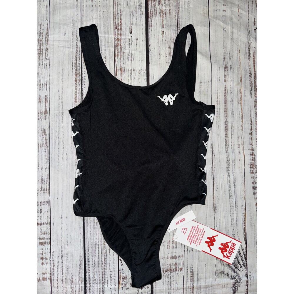 NEW Kappa Women’s Black Upside Down Bodysuit Size XS Low Back 304QFY0 Sleeveless